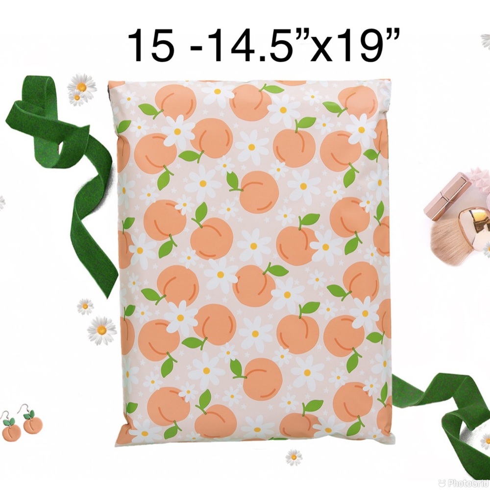 4/$20 -15 Peaches Poly Mailers 14.5”x19”